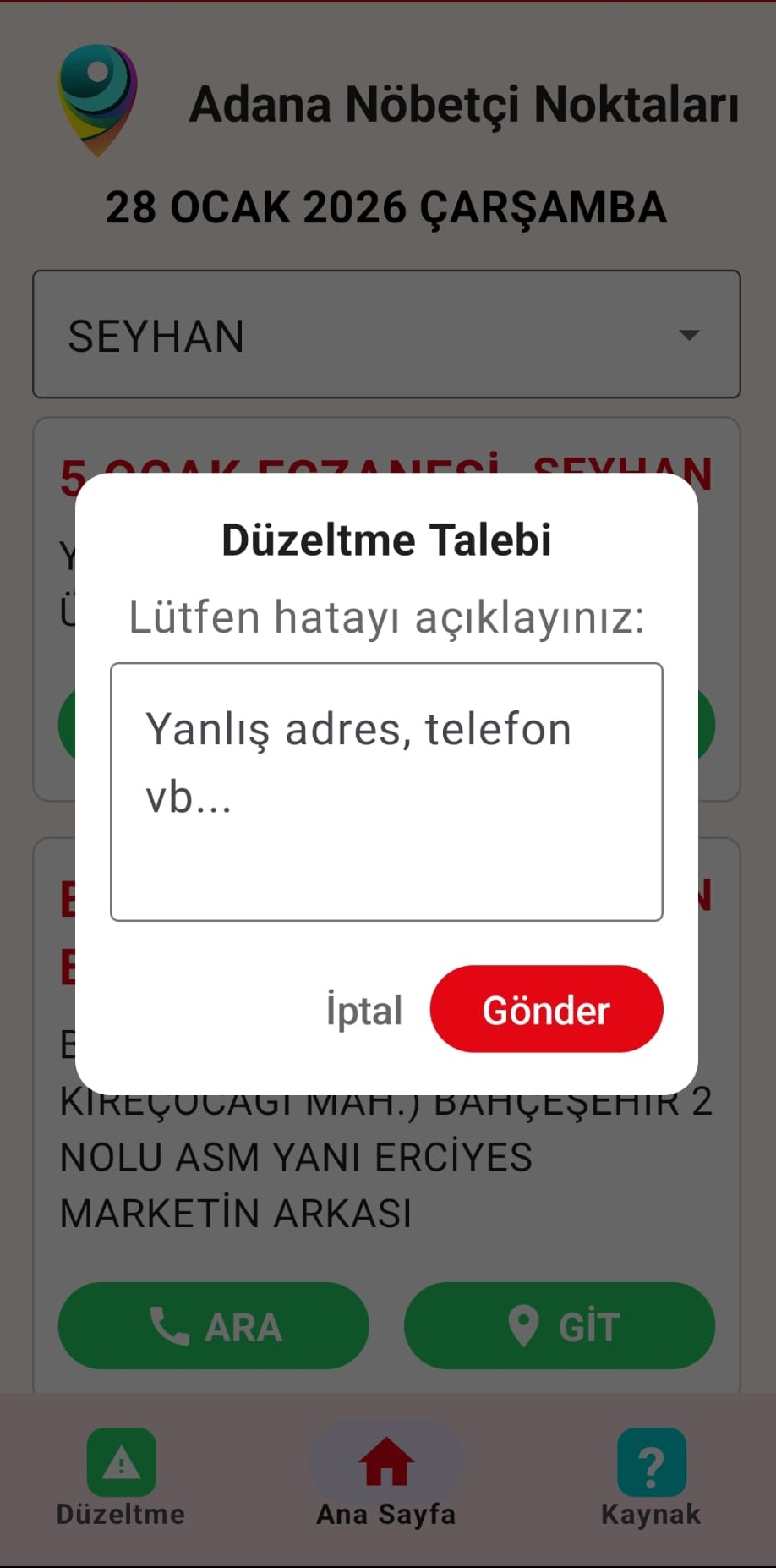 Adana Nöbetçi Noktaları(Şimdi Play Store'da) Ekran Görüntüsü 2